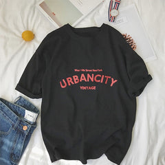 Women T-shirts New Summer Funny Letter Print Hip Hop Loose T-shirt Girls Student Streetwear