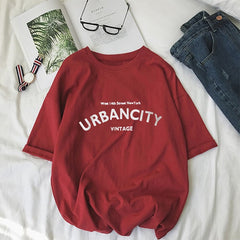 Women T-shirts New Summer Funny Letter Print Hip Hop Loose T-shirt Girls Student Streetwear