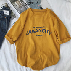 Women T-shirts New Summer Funny Letter Print Hip Hop Loose T-shirt Girls Student Streetwear
