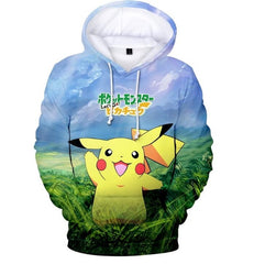 cartoon Pokemon Let' Go Pikachu  3D  Hoodies sweatshirts Men and Women thin
