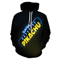 cartoon Pokemon Let' Go Pikachu  3D  Hoodies sweatshirts Men and Women thin