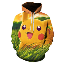cartoon Pokemon Let' Go Pikachu  3D  Hoodies sweatshirts Men and Women thin