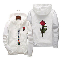 Unisex Men Women Rose Embroidered Coat Jacket Casual Windbreaker