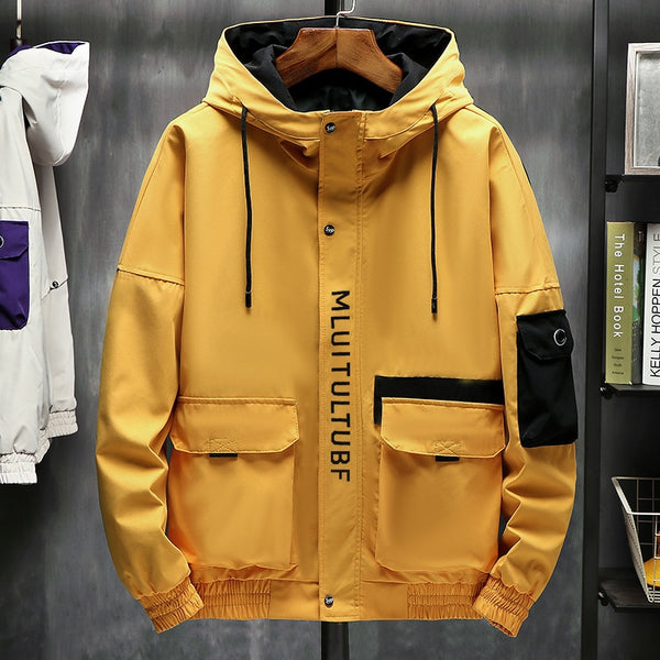 High quality jackets men autumn winter loose fashion hip hop big pockets