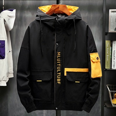 High quality jackets men autumn winter loose fashion hip hop big pockets