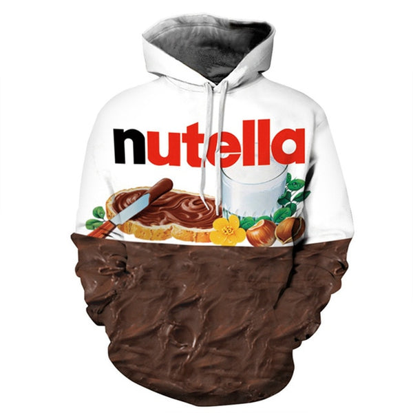 Men Hoodie Print Nutella Food Hip Hop Casual Style