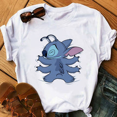 Tshirts Lovely Cartoon Female Printed Casual T Shirt Cute Casual Tops