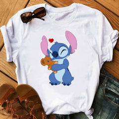Tshirts Lovely Cartoon Female Printed Casual T Shirt Cute Casual Tops