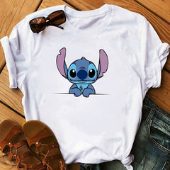 Tshirts Lovely Cartoon Female Printed Casual T Shirt Cute Casual Tops