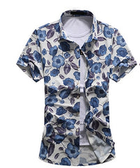 Summer Fashion Mens Shirt Slim Fit Short Sleeve Floral Shirt