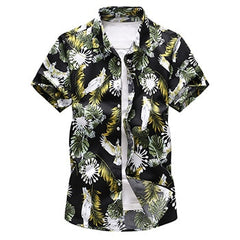 Summer Fashion Mens Shirt Slim Fit Short Sleeve Floral Shirt