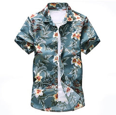 Summer Fashion Mens Shirt Slim Fit Short Sleeve Floral Shirt