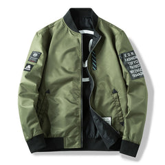 Men's Jackets Both Side Wear Coat Men Pilot With Patches Green Black blue Autumn Hip Hop Streetwear