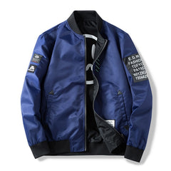 Men's Jackets Both Side Wear Coat Men Pilot With Patches Green Black blue Autumn Hip Hop Streetwear