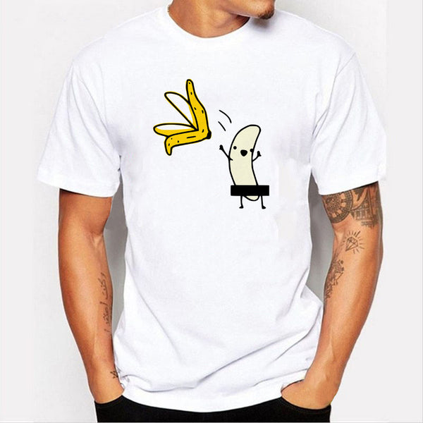 Men's Banana Disrobe Funny Design Print T-shirt Summer