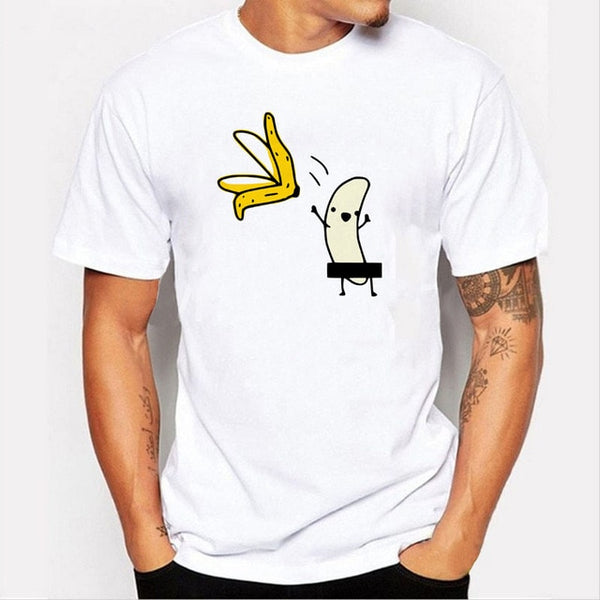 Men's Banana Disrobe Funny Design Print T-shirt Summer