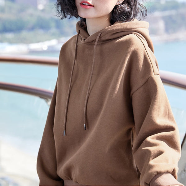 New Plus velvet Basic Hoodies For Women Leisure Female winter Solid Colour Casual SweatshirtHip Pop Tops