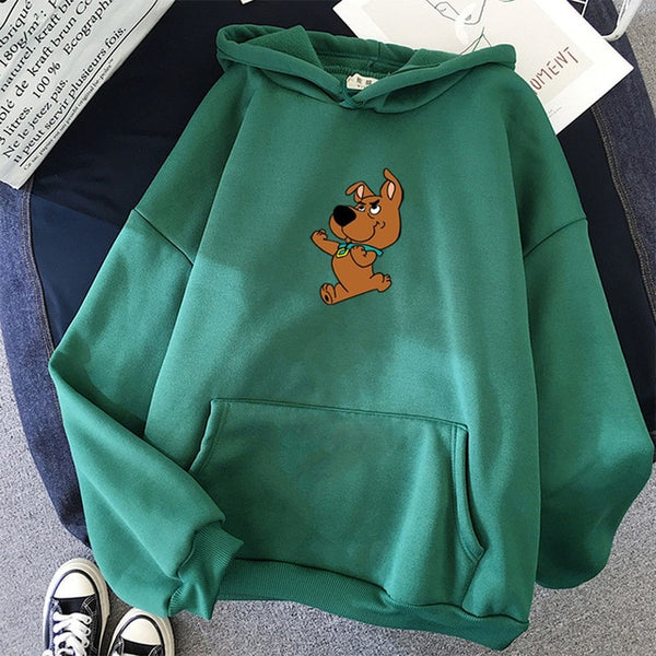 Winter Women's Hoodies Full Sleeve Hoodie Cute Dog Print Sweatshirt