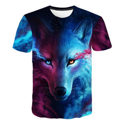 Fashion Men Wolf 3D Print T-Shirt Casual Short Sleeve Tops O-neck Wolf Printing Pattern T-shirt Cool Funny Animal T shirt Male