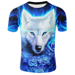 Fashion Men Wolf 3D Print T-Shirt Casual Short Sleeve Tops O-neck Wolf Printing Pattern T-shirt Cool Funny Animal T shirt Male