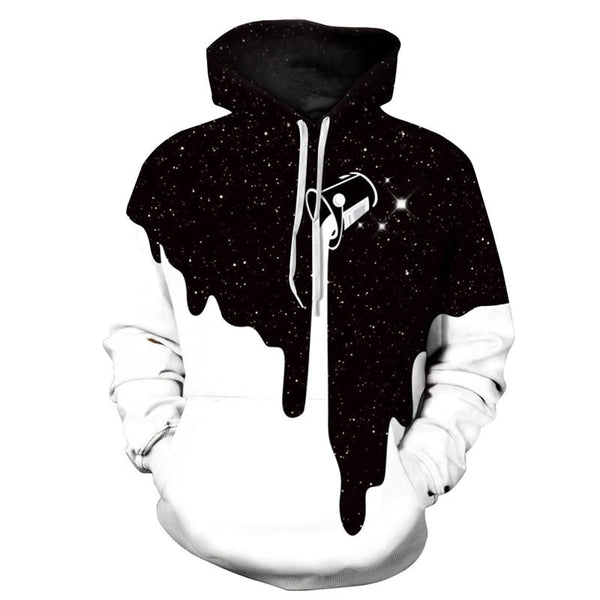 Hot Fashion Men 3d Sweatshirts Print Spilled Milk Space Galaxy Hooded Hoodies Thin Unisex Pullovers Tops