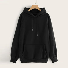 Women Casual Solid Hooded Pocket Long Sleeve Pullover Sweatshirt