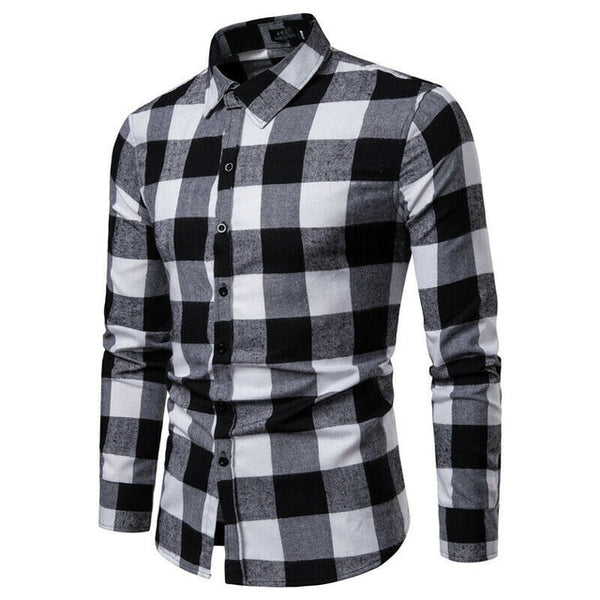 New Autumn Winter Flannel Red Checkered Shirt Men