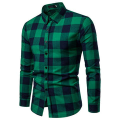 New Autumn Winter Flannel Red Checkered Shirt Men