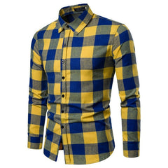 New Autumn Winter Flannel Red Checkered Shirt Men