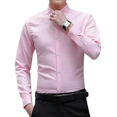 New Men Business Shirts Long Sleeve Shirts Slim Fit Solid
