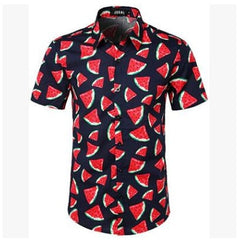 Style men's Hawaiian Beach Shirt Floral Fruit Print Shirt
