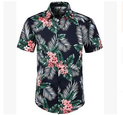 Style men's Hawaiian Beach Shirt Floral Fruit Print Shirt