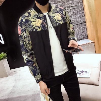 Jacket Men  Spring New Coats Mens Casual Floral Jackets