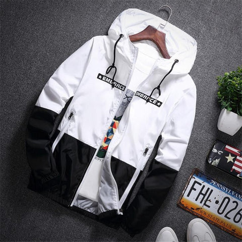 Spring Autumn Bomber Hooded Jacket Men Casual Slim Patchwork Sunscreen
