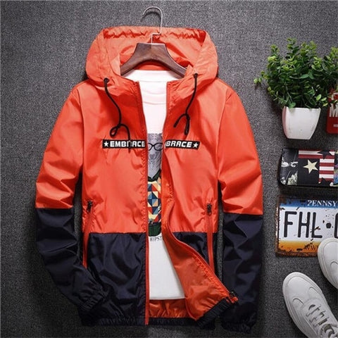 Spring Autumn Bomber Hooded Jacket Men Casual Slim Patchwork Sunscreen