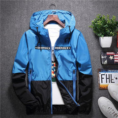 Spring Autumn Bomber Hooded Jacket Men Casual Slim Patchwork Sunscreen