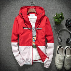 Spring Autumn Bomber Hooded Jacket Men Casual Slim Patchwork Sunscreen