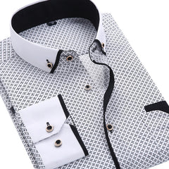 Men Fashion Casual Long Sleeved Printed shirt Slim
