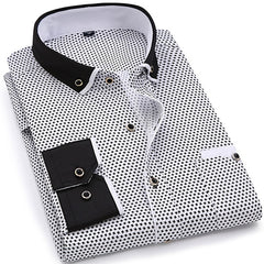 Men Fashion Casual Long Sleeved Printed shirt Slim