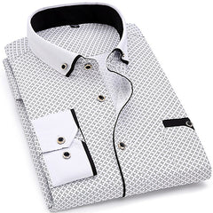 Men Fashion Casual Long Sleeved Printed shirt Slim