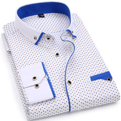 Men Fashion Casual Long Sleeved Printed shirt Slim