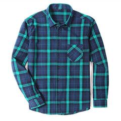 100% Cotton Flannel Men's Plaid Shirt Slim Fit Spring Autumn Male
